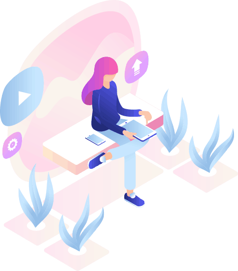 Illustration of a Women working on a Laptop